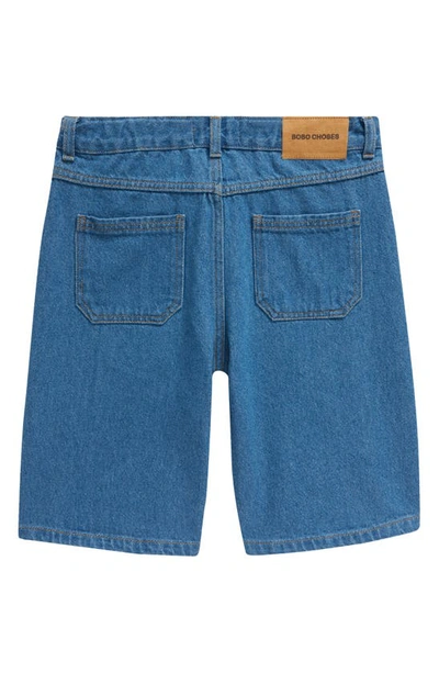 Shop Bobo Choses Kids' Contrast Pocket Denim Bermuda Shorts In Prussian Blue