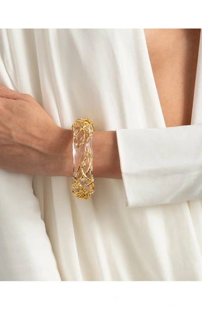 Shop Alexis Bittar Liquid Vine Lucite® Hinge Bracelet In Gold/ Clear