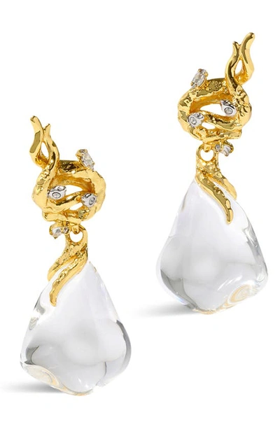 Shop Alexis Bittar Small Liquid Vine Lucite® Raindrop Earrings In Gold/ Clear