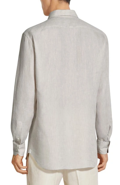 Zegna Luxury Linen Button-up Shirt In Iuta Beige