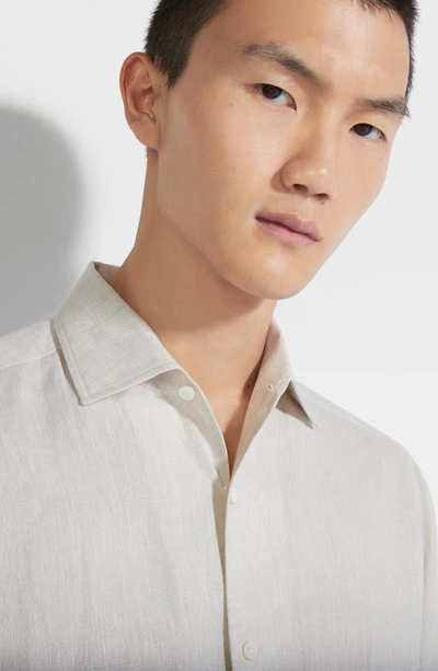 Zegna Luxury Linen Button-up Shirt In Iuta Beige