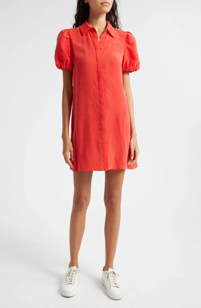 Shop Alice And Olivia Jem Puff Sleeve Shirtdress In Bright Poppy