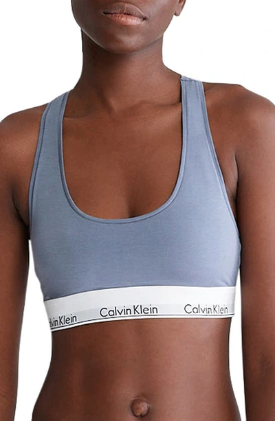 Shop Calvin Klein Modern Cotton Collection Unlined Cotton Blend Bralette In Pb4 Flint Stone