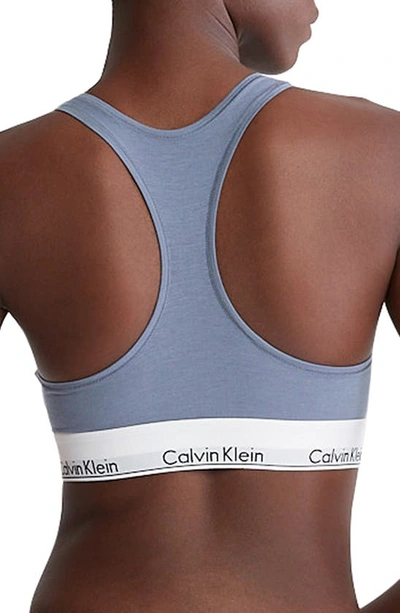 Shop Calvin Klein Modern Cotton Collection Unlined Cotton Blend Bralette In Pb4 Flint Stone