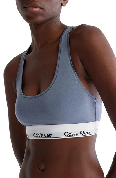 Shop Calvin Klein Modern Cotton Collection Unlined Cotton Blend Bralette In Pb4 Flint Stone