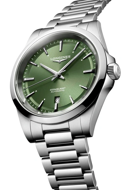 Longines Mens Sunray Green L3.830.4.02.6 Conquest Stainless-steel Automatic Watch In Green
