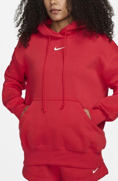 Shop Nike Sportswear Phoenix Oversize Fleece Hoodie In University Red/sail