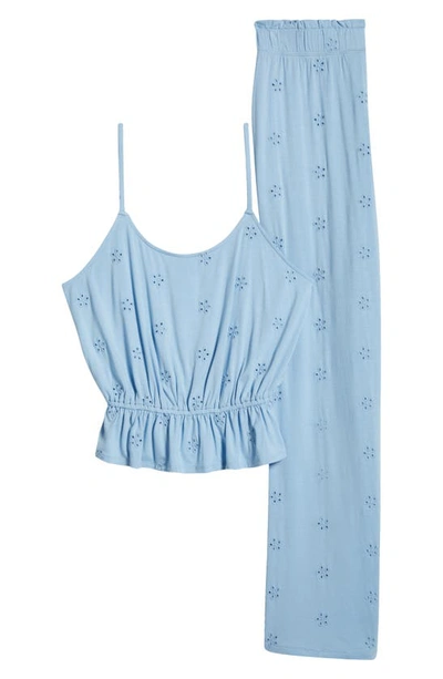Shop Honeydew Intimates Clear Skies Eyelet Jersey Camisole Pajamas In Pisces