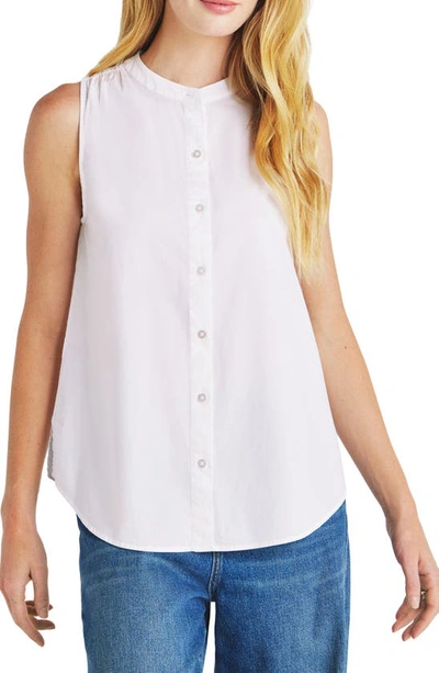 Shop Splendid Warren Sleeveless Stretch Cotton Button-up Shirt In White