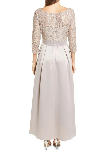 Alex Evenings Sequin Lace High-low Cocktail Dress In Buff