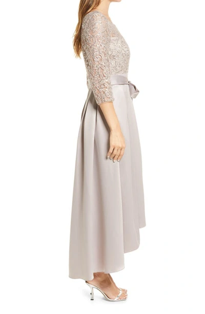 Alex Evenings Sequin Lace High-low Cocktail Dress In Buff