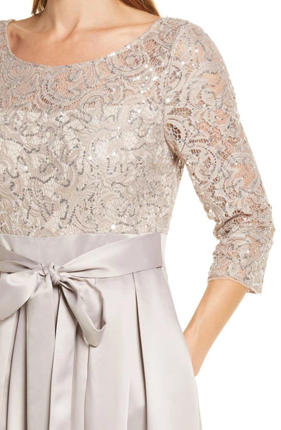 Alex Evenings Sequin Lace High-low Cocktail Dress In Buff
