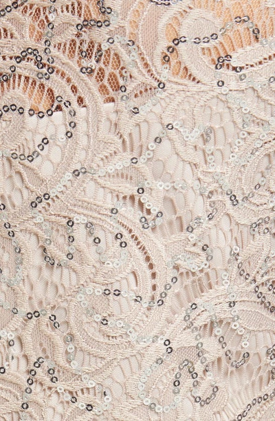 Alex Evenings Sequin Lace High-low Cocktail Dress In Buff
