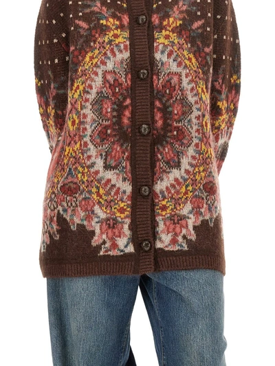 Shop Etro Cardigan With Logo In Brown