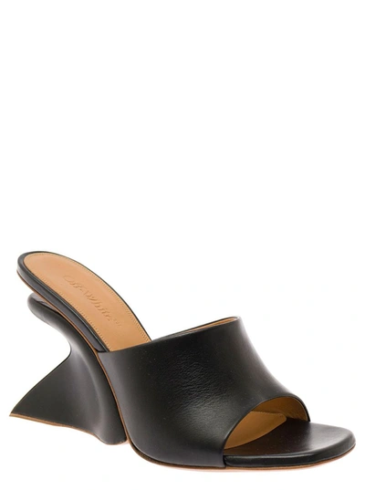 Shop Off-white 'jug' Black Wedge With Wide Band In Leather Woman
