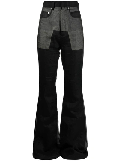 Shop Rick Owens Bolan Flared High-waisted Jeans In Black