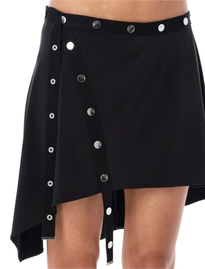Shop Attico The  Mini Skirt With Snaps In Black