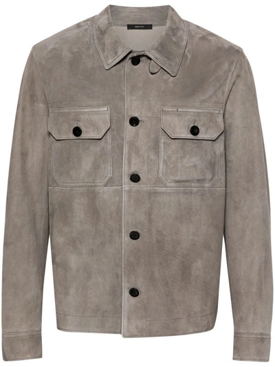 Shop Tom Ford Leather Outwear Shirt Clothing In Grey