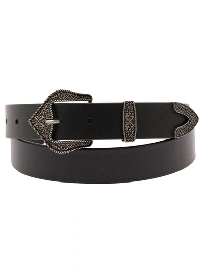 Shop Off-white Black Belt With Western Buckle In Leather Man