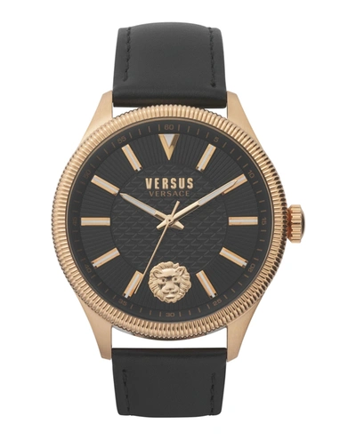 Shop Versus Colonne Leather Watch In Gold