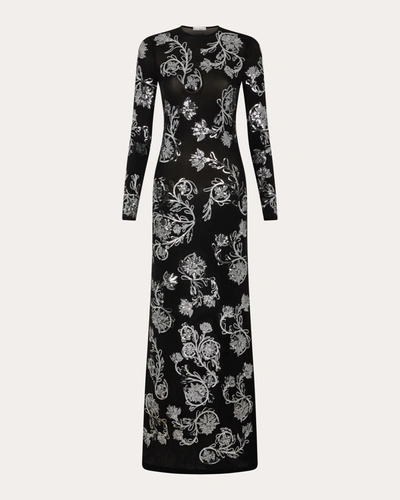 Rabanne Sequin-stars Long-sleeve Maxi Dress In Black