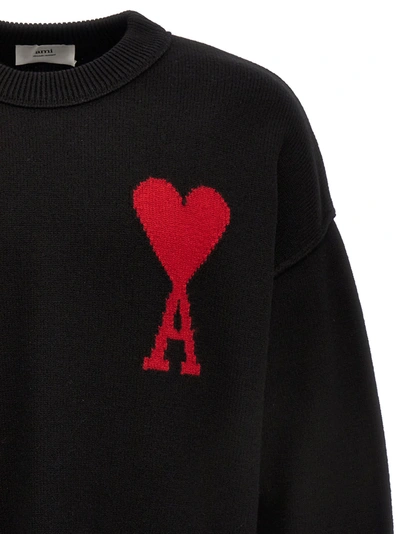 Shop Ami Alexandre Mattiussi Ami De Coeur Sweater, Cardigans Black