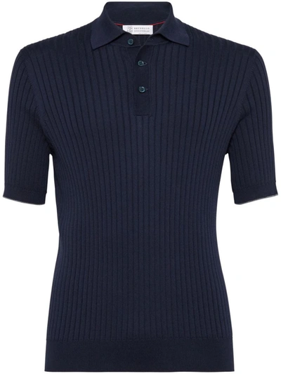 Shop Brunello Cucinelli Short Sleeves Polo Clothing In Blue