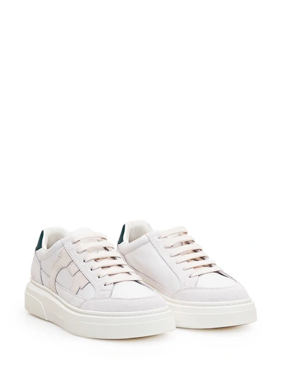 Shop Ferragamo Sneaker With Gancini In White