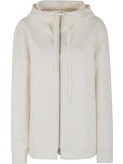 Jil Sander Boxy Fit Jacket With Hood And Drawstring In White