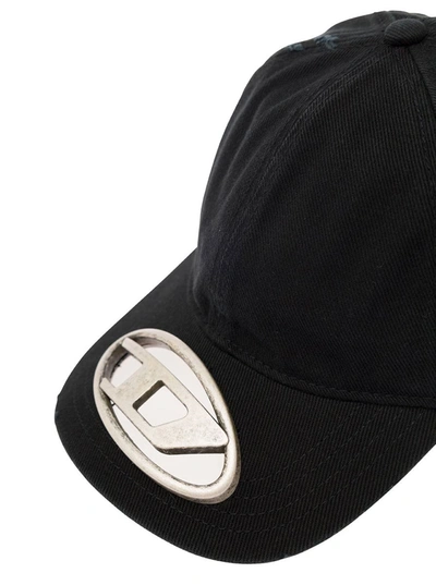 Shop Diesel 'c-beast-a1' Black Baseball Cap With D Logo Cut-out In Cotton Man