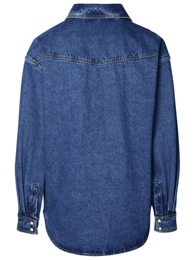 Shop Palm Angels Blue Cotton Shirt