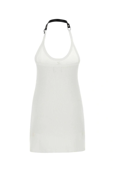 Courrèges Courreges White Stretch Cotton Fitted Mini Dress In White