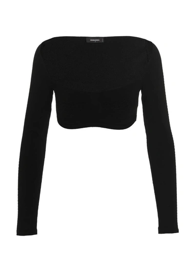 Shop Dsquared2 Ribbed Cropped Sweater In Black