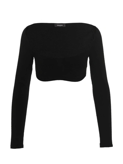 Dsquared2 Ribbed Cropped Sweater Sweaters And Cardigans Black In Black
