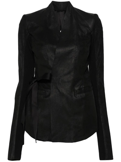 Shop Rick Owens Jacket With Crackle Effect In Black
