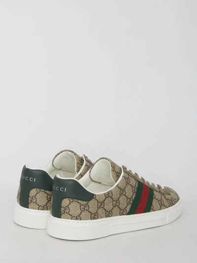Gucci Ace Gg Supreme Bee-print Monogrammed Sneakers In Beige