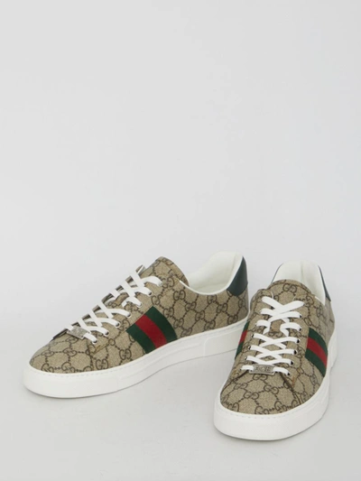 Gucci Ace Gg Supreme Bee-print Monogrammed Sneakers In Beige