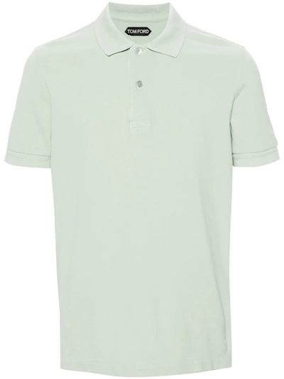 Tom Ford Short-sleeved Cotton Polo Shirt In Green