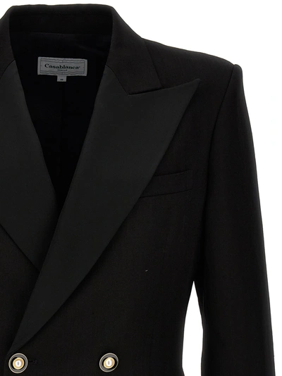 Shop Casablanca Double-breasted Tuxedo Blazer Black