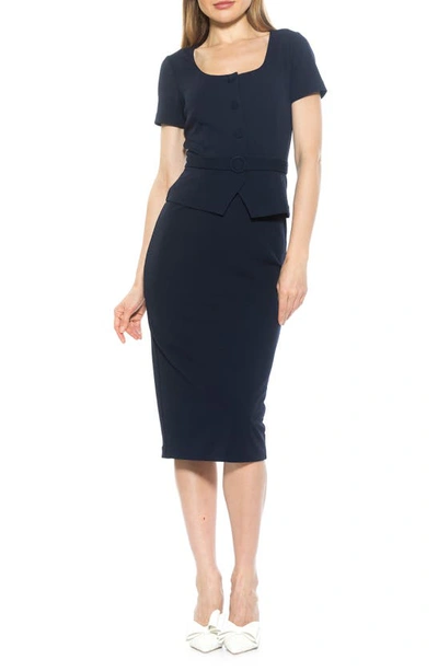 Shop Alexia Admor Vance Peplum Sheath Dress In Navy