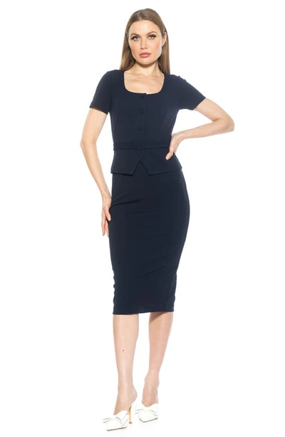 Shop Alexia Admor Vance Peplum Sheath Dress In Navy