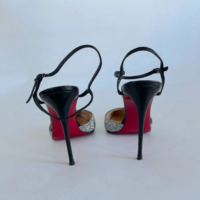 Pre-owned Christian Louboutin Grey/black Suede And Leather Rivierina Strass Pumps, 40