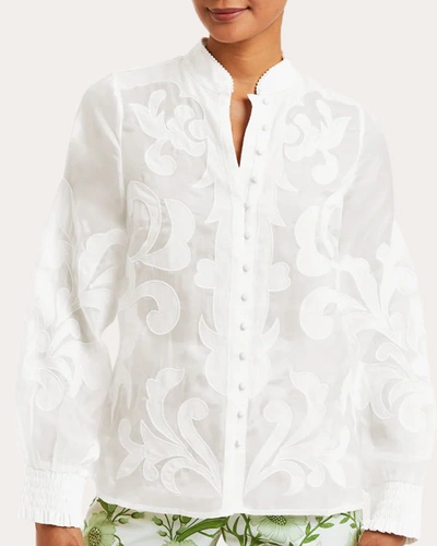 Shop Mestiza Women's Iman Embroidered Sheer Shirt In White