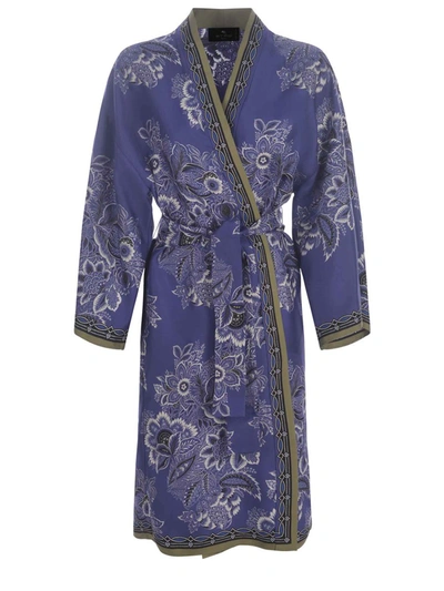 Etro Kesa Floral-print Silk Robe In Lilac