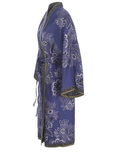 Etro Kesa Floral-print Silk Robe In Lilac