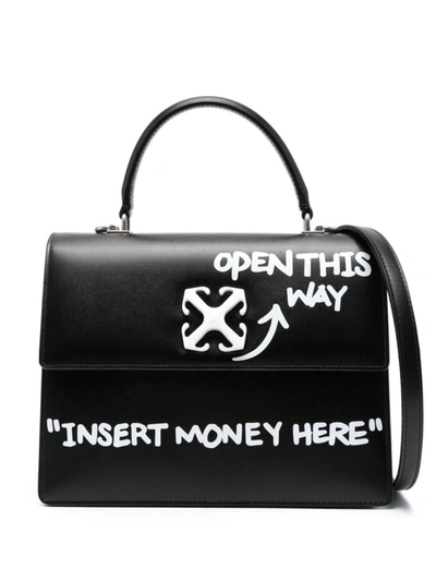Shop Off-white Jitney 1.4 Leather Tote Bag In Black White