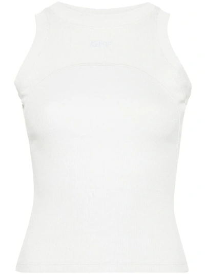 Shop Off-white Logo-embroidered Top In Artic Ice Artic Ice