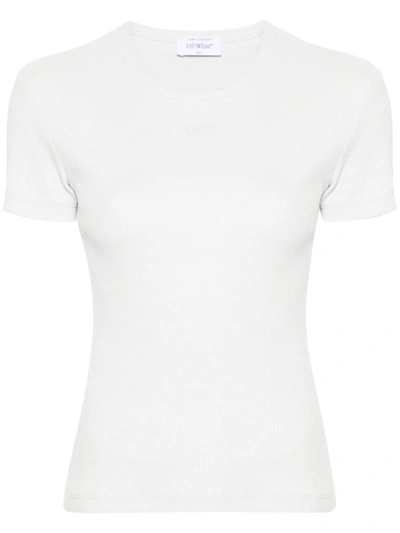 Shop Off-white Off Stamp Cotton T-shirt In Artic Ice Artic Ice