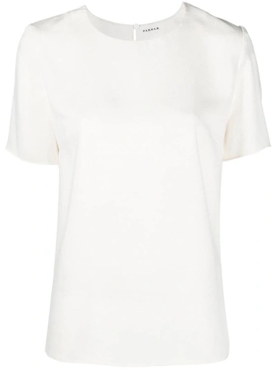 Shop P.a.r.o.s.h . Keyhole-detail Short-sleeve Blouse In Panna