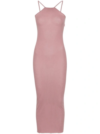 Shop Rick Owens Skorpio Ribbed Maxi Dress In Dusty Pink